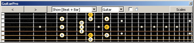 GuitarPro6 6G3G1:6E4E1 C pentatonic major scale 1313131 sweep pattern